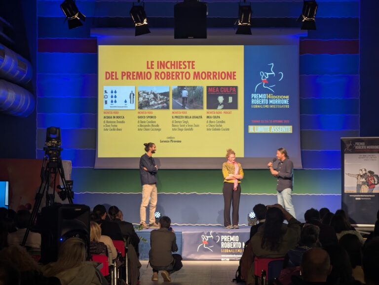 Il palco della 14.ma edizione del Premio Roberto Morrione