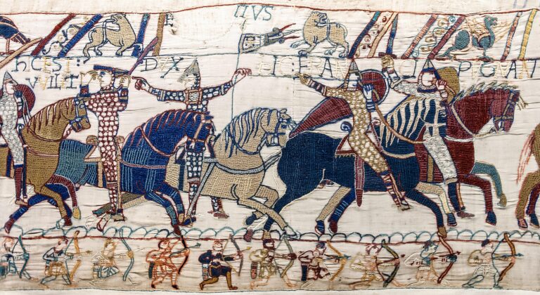 Tapisserie de Bayeux - Scène 55 : le duc Guillaume se fait reconnaître